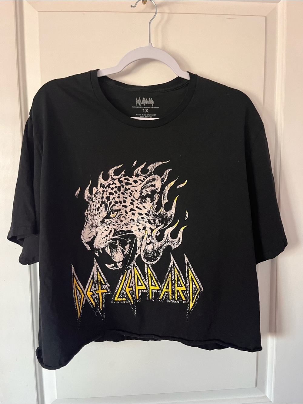 Bravado Black Tee with Yellow-Accented Leopard Graphic